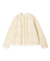 【美品】Ballsey ボールジー カーディガン ホワイト 白 サイズ:S(9号) | 24秋冬 ミラノリブ クルーネックカーディガン | クルーネック 長袖 ショート丈 ボタンレス タック グログランテープ | 日本製 | トップス 羽織り【レディース】【中古】 Ballsey（ボールジィ） カーディガン ミラノリブ クルーネック