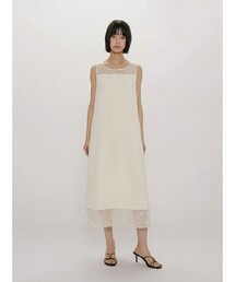 MIDIUMISOLID | MIDIUMISOLID for Ladies 箔プリントオーガンジーノースリーブワンピース(ワンピース)