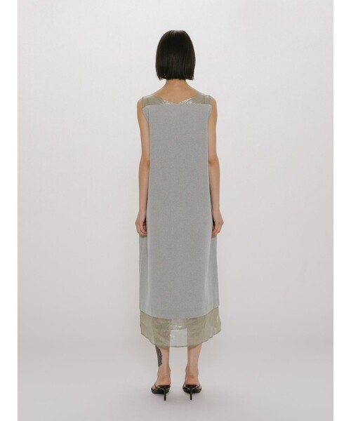 MIDIUMISOLID（ミディウミソリッド）の「MIDIUMISOLID for Ladies 箔プリントオーガンジーノースリーブワンピース（ワンピース・レディース・アイボリー/ライトグレー・FREE）」の10枚目の写真