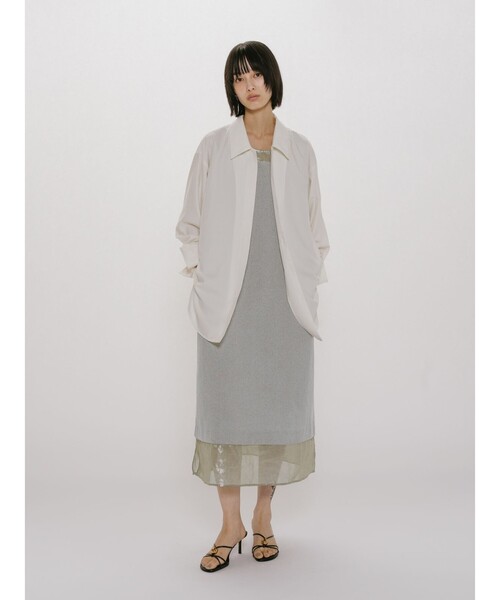 MIDIUMISOLID（ミディウミソリッド）の「MIDIUMISOLID for Ladies 箔プリントオーガンジーノースリーブワンピース（ワンピース・レディース・アイボリー/ライトグレー・FREE）」の11枚目の写真