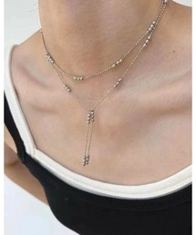 B.I.D.（ビーアイディー）の「《ミニボール レイヤード Y字ネックレス / ダブルチェーン シルバーカラー Y2K（DAY）（ネックレス）」