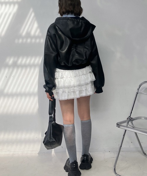 AS KNOW AS plus（アズノゥアズプラス）の「◯フード付き クロップド丈ジャケット  セットアップ対応（その他アウター・レディース・ブラック系その他/カモフラージュ/ケミカルウォッシュ・FREE）」の11枚目の写真