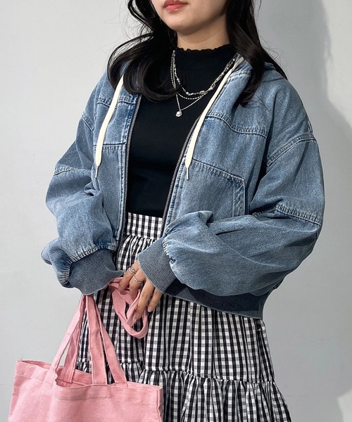 AS KNOW AS plus（アズノゥアズプラス）の「◯フード付き クロップド丈ジャケット  セットアップ対応（その他アウター・レディース・ブラック系その他/カモフラージュ/ケミカルウォッシュ・FREE）」の15枚目の写真