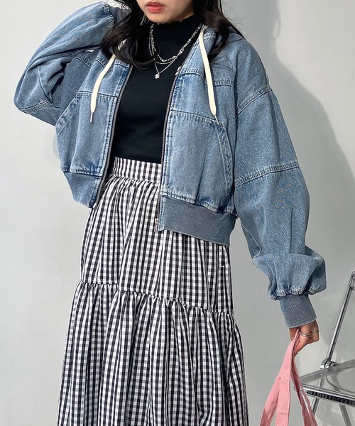 AS KNOW AS plus（アズノゥアズプラス）の「◯フード付き クロップド丈ジャケット  セットアップ対応（その他アウター・レディース・ブラック系その他/カモフラージュ/ケミカルウォッシュ・FREE）」の16枚目の写真