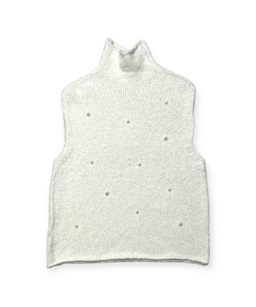 BORN SLIPPY(ボーンスリッピー)の「Snow Pearl Stud High-Neck Knit Vest (Ivory)(ベスト・レディース・その他・FREE)」の3枚目の写真