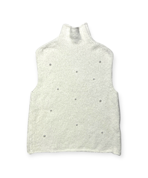 BORN SLIPPY(ボーンスリッピー)の「Snow Pearl Stud High-Neck Knit Vest (Ivory)(ベスト・レディース・その他・FREE)」の4枚目の写真