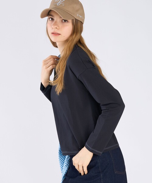 To b. by agnes b.（トゥービーバイアニエスベー）の「カラー ロゴ 刺繍 長袖 Tシャツ（Tシャツ/カットソー・レディース・ブラック系その他・38/40）」の4枚目の写真