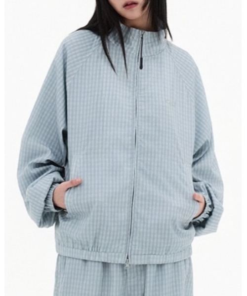 F.ILLUMINATE（フィルミネイト）の「【UNISEX】Filluminate／チェックトラックジャケット（ブルゾン・レディース・チャコール/グレー・SMALL/MEDIUM）」の2枚目の写真