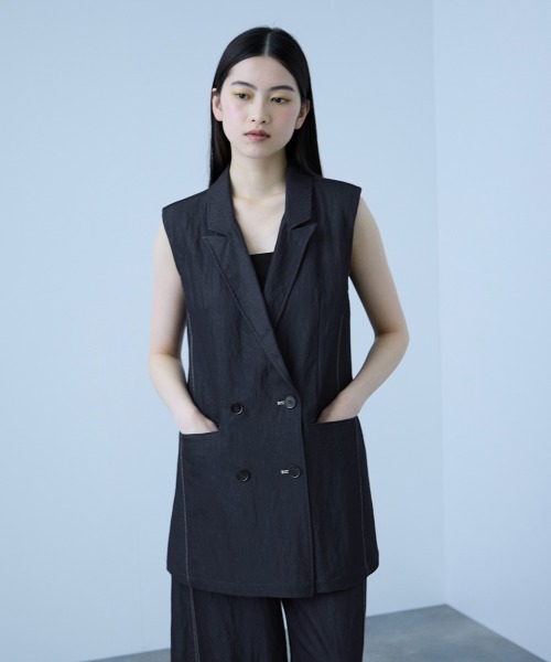 VICKY(ビッキー)の「ナイロンツイルデニムベスト≪手洗い可能≫(ベスト・レディース・ダークグレー/ネイビー/サックスブルー・M)」の3枚目の写真