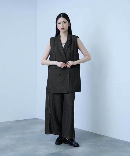 VICKY(ビッキー)の「ナイロンツイルデニムベスト≪手洗い可能≫(ベスト・レディース・ダークグレー/ネイビー/サックスブルー・M)」の10枚目の写真