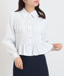 ASTORIA ODIER | シャーリングクロップドシャツ(シャツ/ブラウス)