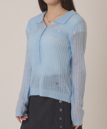 hazyl | sheer knit polo / シアーニットポロ(ニット/セーター)