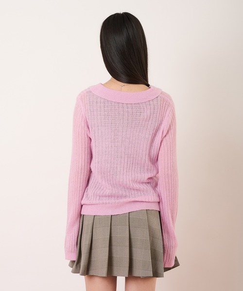 hazyl（ヘイジル）の「sheer knit polo / シアーニットポロ（ニット/セーター・レディース・ピンク/ライトブルー・フリー）」の18枚目の写真