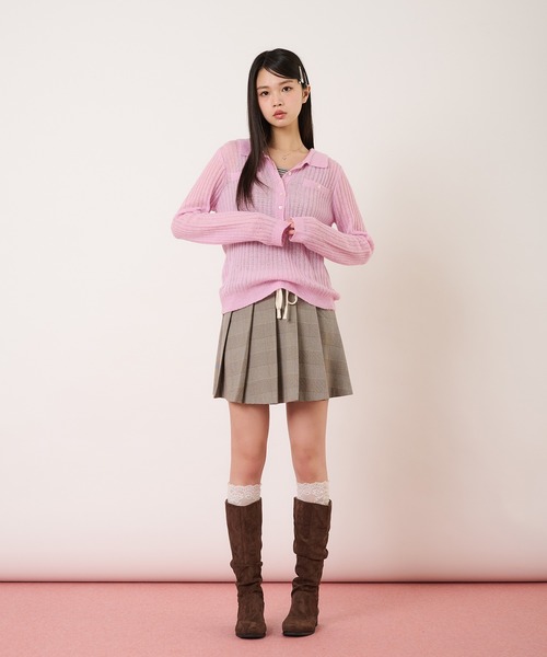 hazyl（ヘイジル）の「sheer knit polo / シアーニットポロ（ニット/セーター・レディース・ピンク/ライトブルー・フリー）」の20枚目の写真