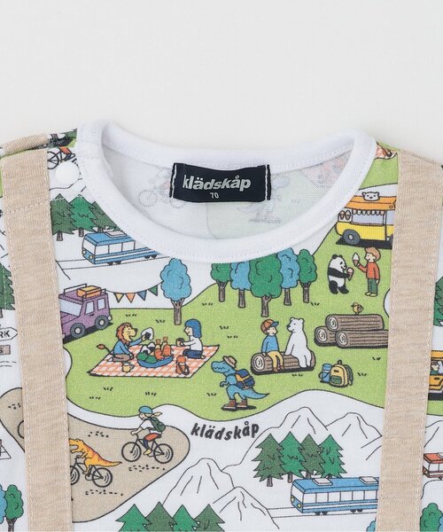 kladskap（クレードスコープ）の「ピクニック柄半袖カバーオール（ロンパース・キッズ・オフホワイト/サックスブルー・80ｃｍ/70cm）」の8枚目の写真