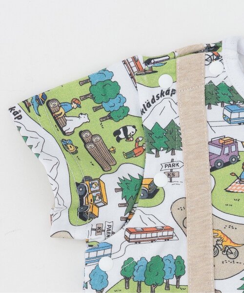 kladskap（クレードスコープ）の「ピクニック柄半袖カバーオール（ロンパース・キッズ・オフホワイト/サックスブルー・80ｃｍ/70cm）」の7枚目の写真