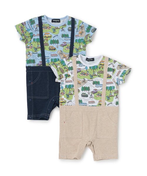 kladskap（クレードスコープ）の「ピクニック柄半袖カバーオール（ロンパース・キッズ・オフホワイト/サックスブルー・80ｃｍ/70cm）」の3枚目の写真