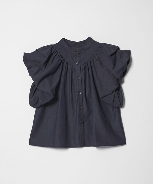 EMMEL REFINES（エメルリファインズ）の「＜EMMEL REFINES＞EM バンドカラー パフスリーブ ブラウス（シャツ/ブラウス・レディース・ホワイト/クリーム/ネイビー・FREE）」の3枚目の写真