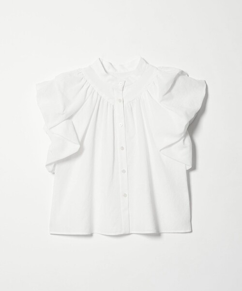 EMMEL REFINES（エメルリファインズ）の「＜EMMEL REFINES＞EM バンドカラー パフスリーブ ブラウス（シャツ/ブラウス・レディース・ホワイト/クリーム/ネイビー・FREE）」の2枚目の写真