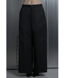 3pintuck Back Split Line Wide Slacks Pants (Black)