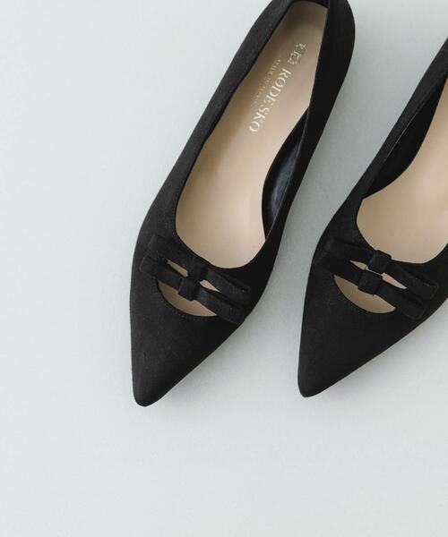 RODE SKO（ロデスコ）の「『MADE IN JAPAN』 ダブルリボンフラットパンプス（パンプス・レディース・ブラック/マスタード/キャメル・38/36/37）」の2枚目の写真