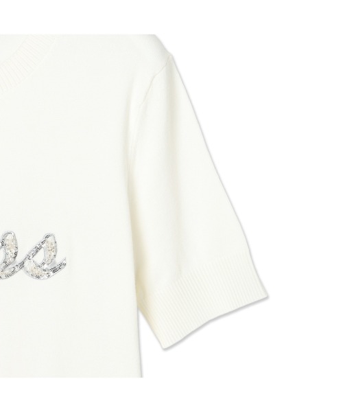 Short Sleeves Crew Neck Margaret Logo Sweater ニットトップス