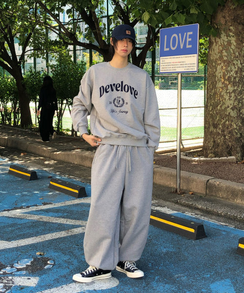 DEVELOVE（デヴローブ）の「アンティークレタリング刺繍スウェット_グレー（スウェット・メンズ・グレー・L/XL/M）」の3枚目の写真