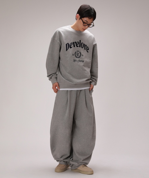 DEVELOVE（デヴローブ）の「アンティークレタリング刺繍スウェット_グレー（スウェット・メンズ・グレー・L/XL/M）」の5枚目の写真