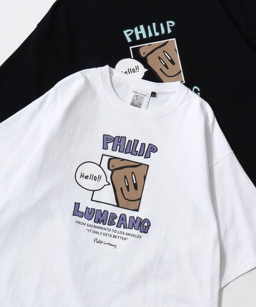 Philip Lumbang(フィリップランバン)の「Philip Lumbang/フィリップランバン オーバーサイズ ストリート バックプリント ロゴ ワンポイント刺繍 半袖Tシャツ/レディース メンズ(Tシャツ/カットソー・メンズ・ホワイト/ブラック/ホワイト系その他2/ホワイト系その他3/ブラック系その他2/ブラック系その他3/ホワイト系その他/ブラック系その他・M/L/XL)」の1枚目の写真