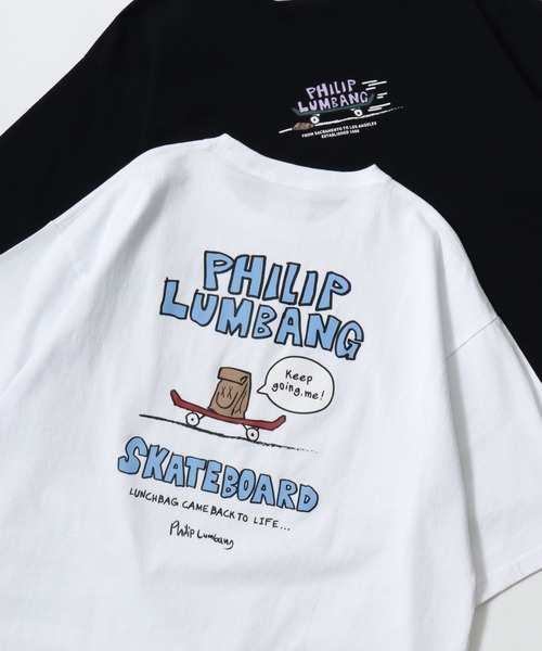 Philip Lumbang(フィリップランバン)の「Philip Lumbang/フィリップランバン オーバーサイズ ストリート バックプリント ロゴ ワンポイント刺繍 半袖Tシャツ/レディース メンズ(Tシャツ/カットソー・メンズ・ホワイト/ブラック/ホワイト系その他2/ホワイト系その他3/ブラック系その他2/ブラック系その他3/ホワイト系その他/ブラック系その他・M/L/XL)」の2枚目の写真