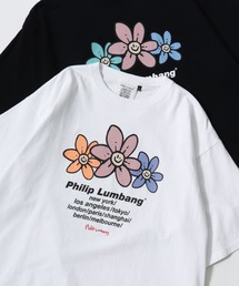 Philip Lumbang/フィリップランバン オーバーサイズ ストリート バックプリント ロゴ ワンポイント刺繍 半袖Tシャツ/レディース メンズ