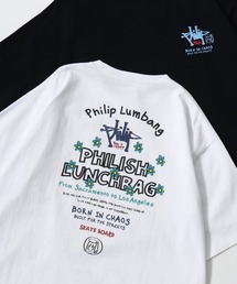 Philip Lumbang/フィリップランバン オーバーサイズ ストリート バックプリント ロゴ ワンポイント刺繍 半袖Tシャツ/レディース メンズ