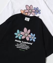 Philip Lumbang/フィリップランバン オーバーサイズ ストリート バックプリント ロゴ ワンポイント刺繍 半袖Tシャツ/レディース メンズ