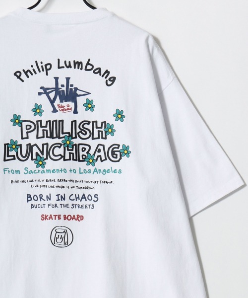 Philip Lumbang(フィリップランバン)の「Philip Lumbang/フィリップランバン オーバーサイズ ストリート バックプリント ロゴ ワンポイント刺繍 半袖Tシャツ/レディース メンズ(Tシャツ/カットソー・メンズ・ホワイト/ブラック/ホワイト系その他2/ホワイト系その他3/ブラック系その他2/ブラック系その他3/ホワイト系その他/ブラック系その他・M/L/XL)」の10枚目の写真