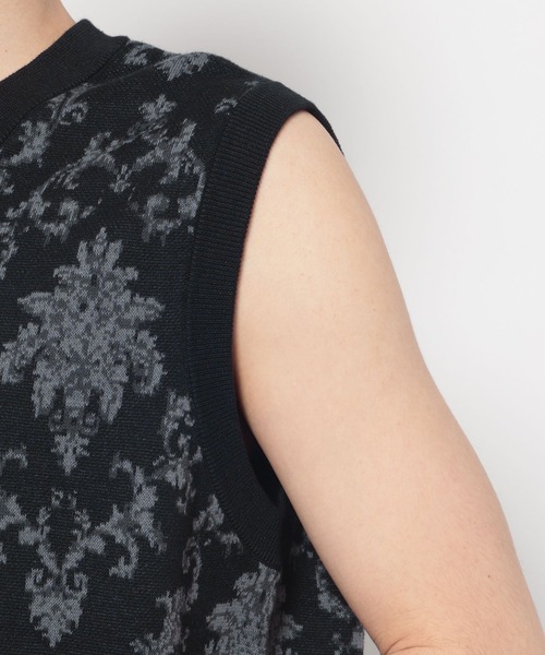 HARE(ハレ)の「ダマスクガラニットベスト(HARE)(ベスト・メンズ・ブラック/ブラウン・FREE)」の3枚目の写真