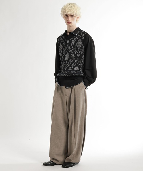 HARE(ハレ)の「ダマスクガラニットベスト(HARE)(ベスト・メンズ・ブラック/ブラウン・FREE)」の7枚目の写真