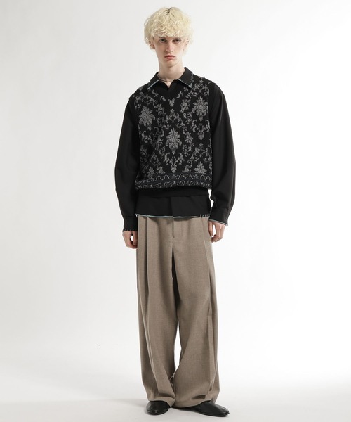 HARE(ハレ)の「ダマスクガラニットベスト(HARE)(ベスト・メンズ・ブラック/ブラウン・FREE)」の8枚目の写真