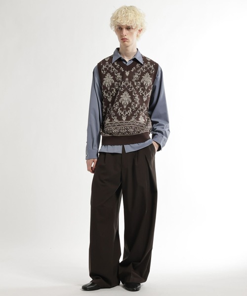 HARE(ハレ)の「ダマスクガラニットベスト(HARE)(ベスト・メンズ・ブラック/ブラウン・FREE)」の12枚目の写真