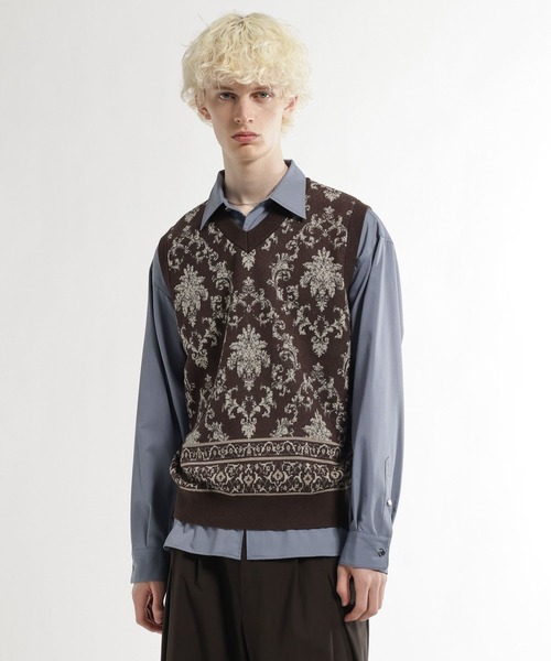HARE(ハレ)の「ダマスクガラニットベスト(HARE)(ベスト・メンズ・ブラック/ブラウン・FREE)」の16枚目の写真
