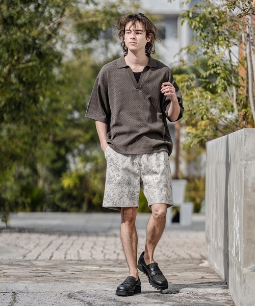 CAMBIO（カンビオ）の「mhs2576-パンチングニットスキッパーポロ（ポロシャツ・メンズ・ネイビー/ブラック/グレー・M/L/XL）」の22枚目の写真