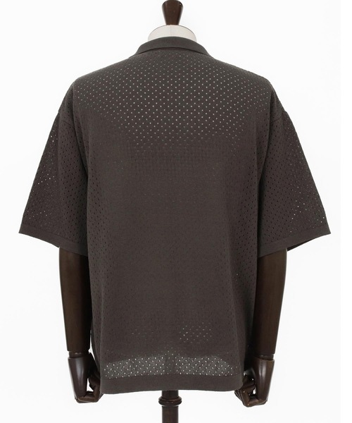 CAMBIO（カンビオ）の「mhs2576-パンチングニットスキッパーポロ（ポロシャツ・メンズ・ネイビー/ブラック/グレー・M/L/XL）」の6枚目の写真