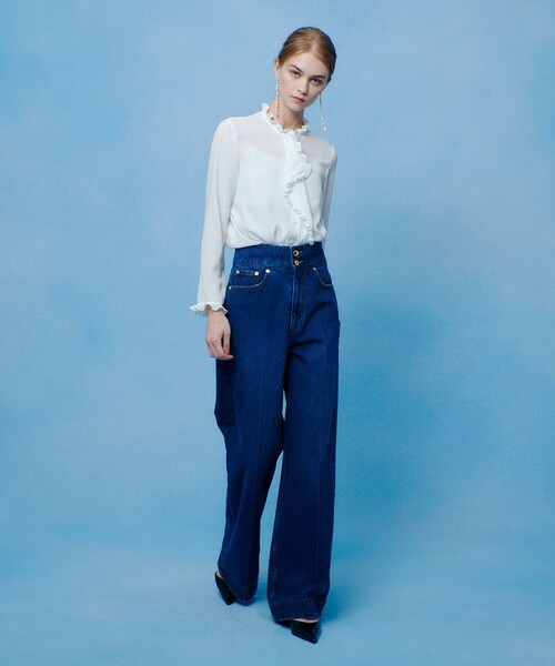 LOULOU WILLOUGHBY(ルルウィルビー)の「【LOULOU WILLOUGHBY】ヘムフリルドレープブラウス(シャツ/ブラウス・レディース・オフホワイト/レッド/ブラック・2)」の16枚目の写真