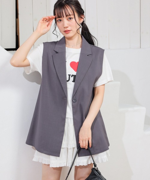 Honeys(ハニーズ)の「後リボンベスト(ベスト・レディース・ヘザーチャコール/ブラック/ベージュ・LL/S/M/L)」の15枚目の写真
