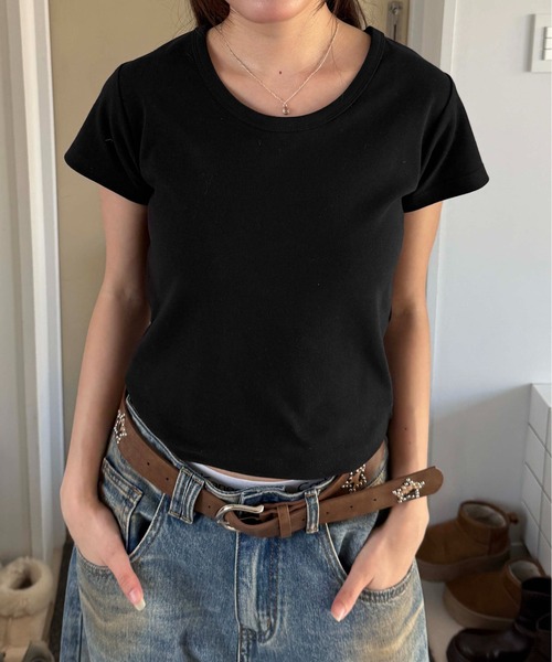 sedacle（セダクル）の「ベーシックフライスTシャツ（Tシャツ/カットソー・レディース・オートミール/ホワイト/ブラック・SMALL/MEDIUM/LARGE）」の2枚目の写真
