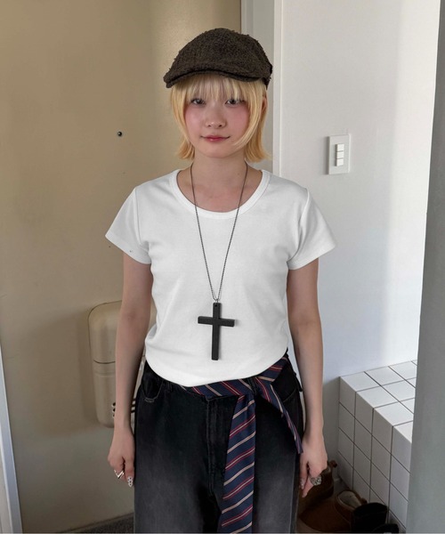 sedacle（セダクル）の「ベーシックフライスTシャツ（Tシャツ/カットソー・レディース・オートミール/ホワイト/ブラック・SMALL/MEDIUM/LARGE）」の10枚目の写真