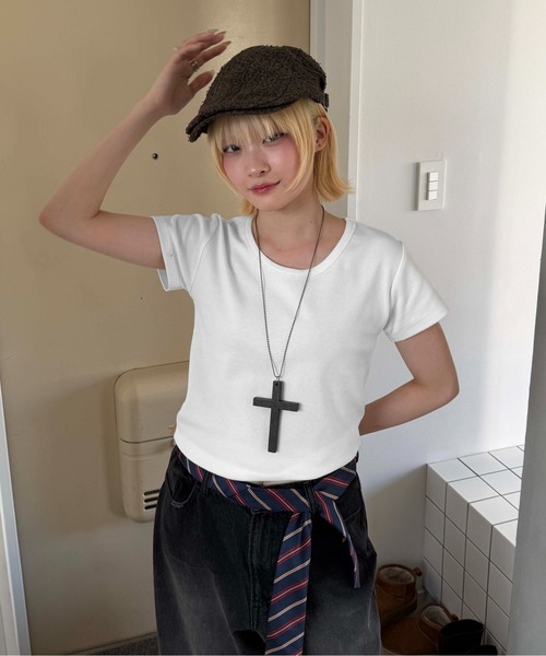 sedacle（セダクル）の「ベーシックフライスTシャツ（Tシャツ/カットソー・レディース・オートミール/ホワイト/ブラック・SMALL/MEDIUM/LARGE）」の11枚目の写真
