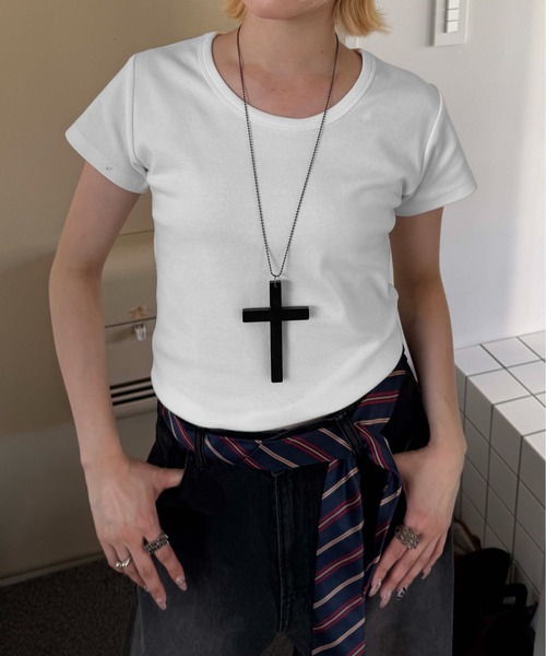 sedacle（セダクル）の「ベーシックフライスTシャツ（Tシャツ/カットソー・レディース・オートミール/ホワイト/ブラック・SMALL/MEDIUM/LARGE）」の5枚目の写真