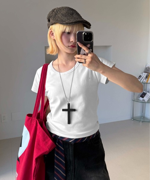 sedacle（セダクル）の「ベーシックフライスTシャツ（Tシャツ/カットソー・レディース・オートミール/ホワイト/ブラック・SMALL/MEDIUM/LARGE）」の4枚目の写真