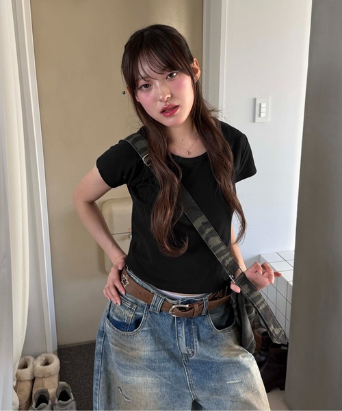 sedacle（セダクル）の「ベーシックフライスTシャツ（Tシャツ/カットソー・レディース・オートミール/ホワイト/ブラック・SMALL/MEDIUM/LARGE）」の22枚目の写真