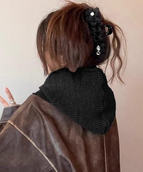 Miniministore（ミニミニストア）の「フード付きニットマフラー韓国風バラクラバ（ニットキャップ/ビーニー・レディース・グレー/ブラック/アイボリー/ワインレッド/テラコッタ/ダークベージュ・FREE）」の13枚目の写真